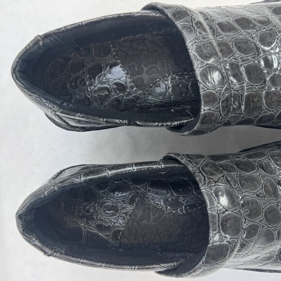 BOC Born Concept Womens Size 7 Gray Croc Faux Leather Peggy Slip On Clogs Shoes - Picture 8 of 15